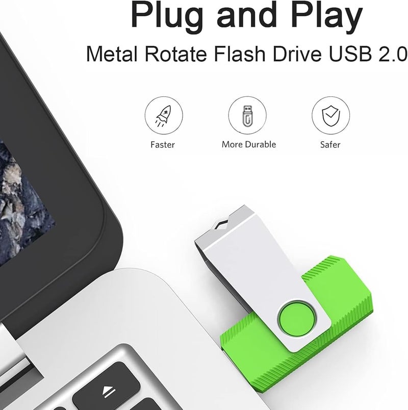 Wooolken 4GB Flash Drive 20 Pack, USB 2.0 Memory Stick with Lanyards Swivel USB Stick for Data Storage and Backup (Mixed Colors) - Image 2
